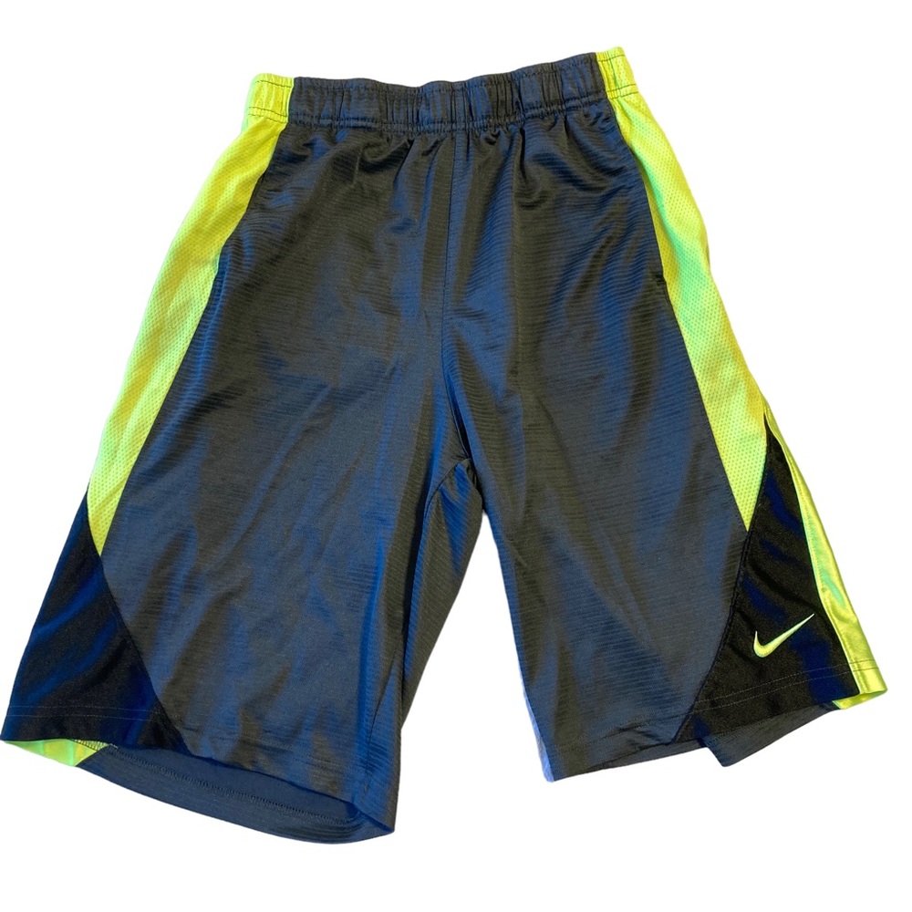 Nike Basketball Shorts Boys Youth Size Large Drawstring Waist grey black neon L